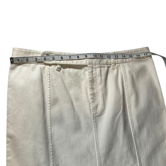 Vintage Lauren Ralph Lauren NWT White Denim Skirt Midi Length SZ 14 NWT Flare - Picture 9 of 10